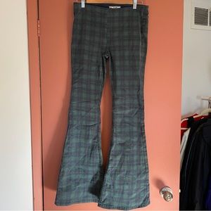 Free People Tartan Plaid Flare Jeans